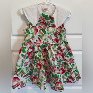 Polly Flinders Vintage Toddler Dress Size 3t Apples Floral READ